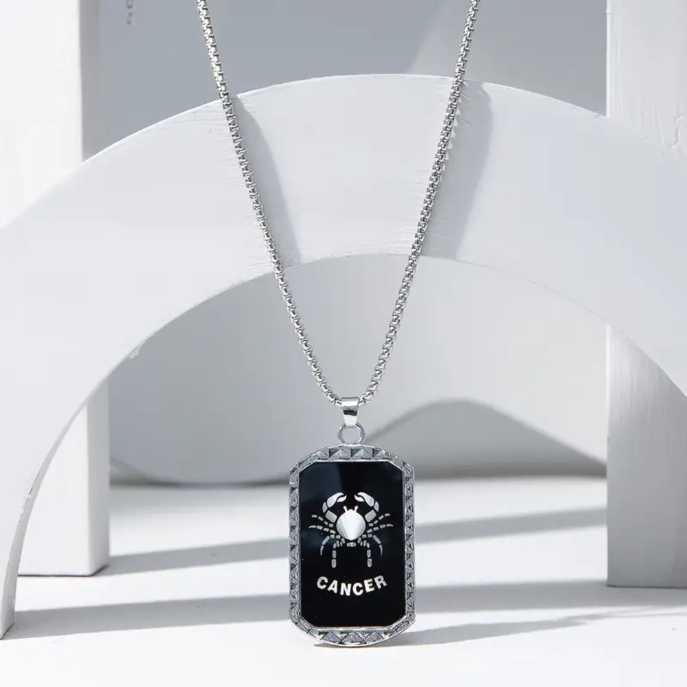 Stainless steel Silver Cancer Zodiac Pendant Necklace unisex